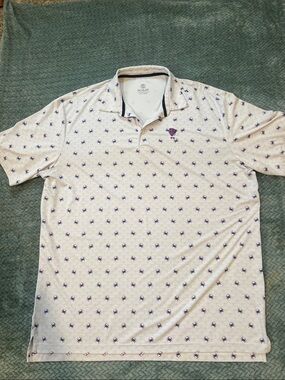 SCALES & ODYSSEY Men's White Polo with Navy Crab Motif